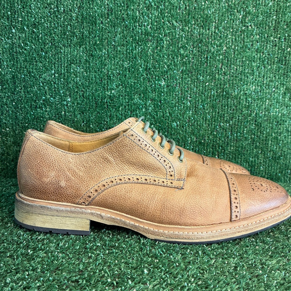 Florsheim Limited Brogue Cap Toe Pebble Leather Wingtip Derby Tan Mens Sz 9.5 D
